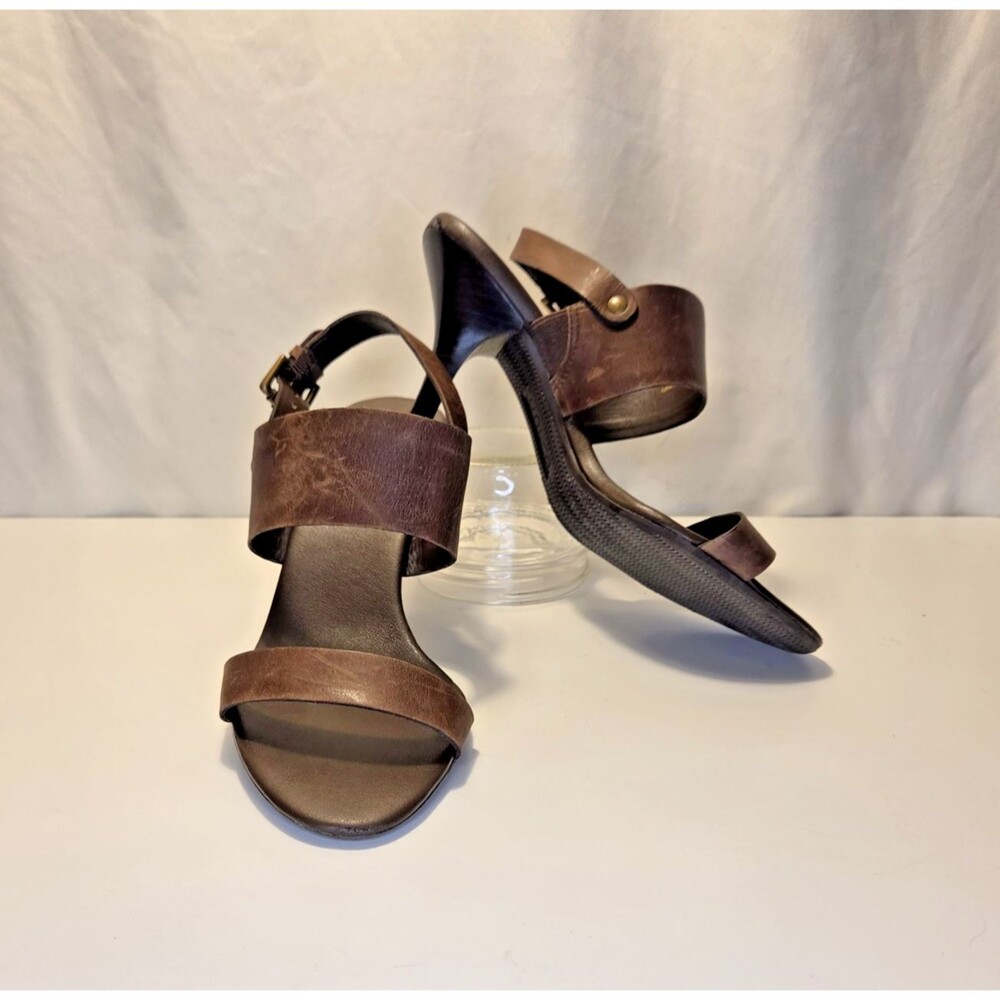 Unisa Brown Leather Strappy Heel Sandals Womens Size 6 B